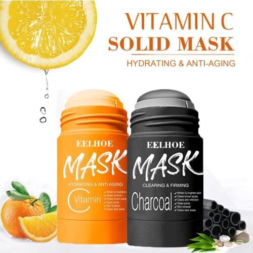 Green Tea Mask Solid Face Mask Blackhead Oil Control Deep Cleansing Face Moisturizer Vitamin C/Bamboo Charcoal Clay Stick TSLM1