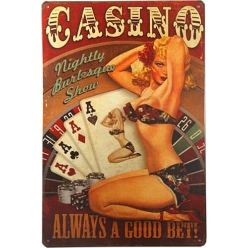 Casino Always A Good Bet Pin Up Girl metal sign Metal Decor Art Bar Pub Shop Store