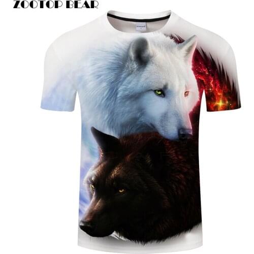 Lovers Wolf 3D Print t shirt Men Women tshirt Summer Funny Short Sleeve Mens Hip Hop Shirts 2019 Classic Drop Ship ZOOTOP