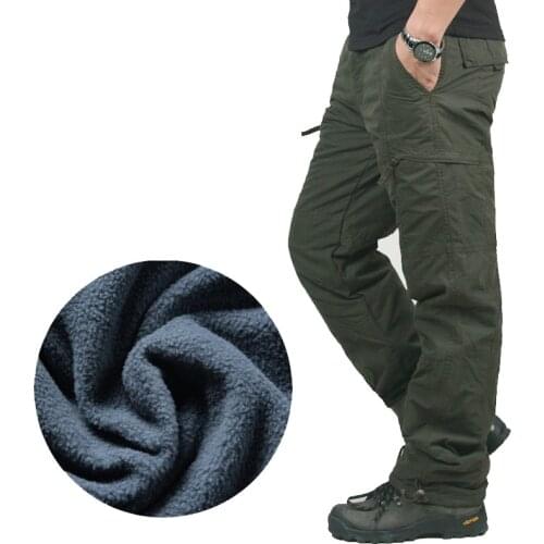 TANG Brand Winter Double Layer Mens Cargo Pants Warm Baggy Pants Cotton Trousers for Men Male Military Camouflage Tactical