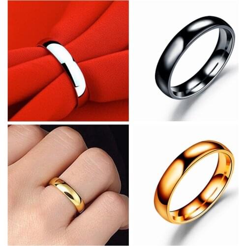 Ajojewel Size 5.5-12.5 Classic Stainless Steel Men Ring Wedding Jewelry 4MM Width High Quality Fashion Male Anel