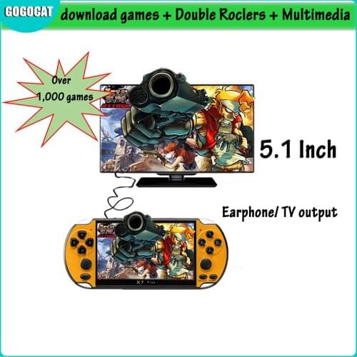 NEW 32/64/128 Bit 5.1" LCD X7 Plus Double Rocker 8G Handheld Retro Game Console Video MP5 over 1,000 Games Save Game Progress