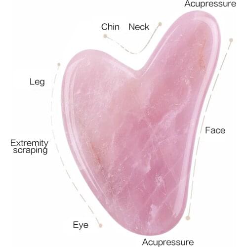 Rose Quartz Jade Guasha Board Natural Stone Scraper Gua Sha Tools Neck Body Acupuncture Spa Massage Scraper Therapy