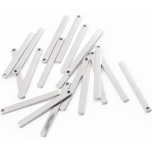10pcs Stainless Steel Charms Long Stampimg Rectangle Pendant Jewelry For Tassel Jewelry Making Findings