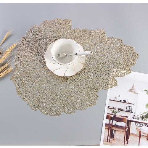 Hollow Oil Water Resistant Non-slip table Coasters Leaf Simulation Plant PVC Cup Coffee Table Mats Kitchen Christmas Home Decor