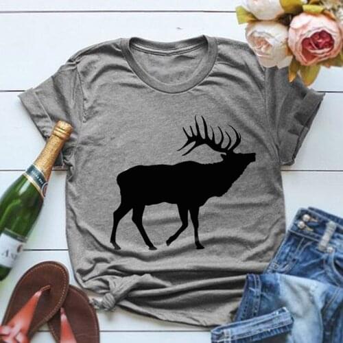 Deer Christmas Casual Stylish Tee High Quality Cotton Deer Christmas Holiday Tops Grunge Aesthetic Slogan T-Shirt Camisetas