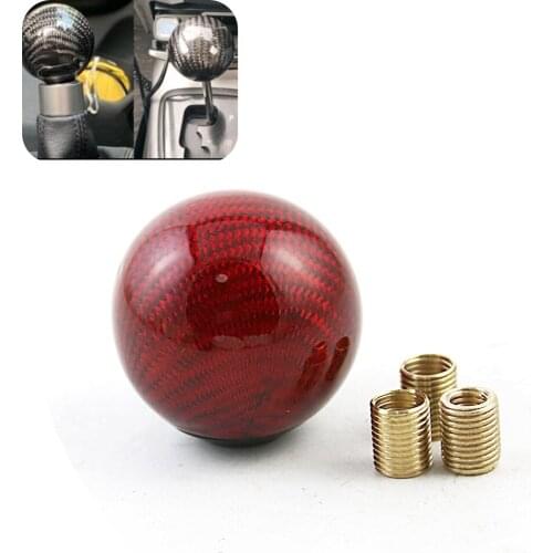 Round Ball Shape Shifter Lever Carbon Fiber Gear Shift Knob Fit For Universal Car
