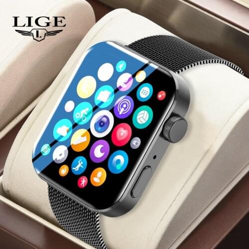 LIGE New Men Smart Watch 1.72 inch Bluetooth Call Fitness Tracker Heart Rate Monitor Waterproof Women Smartwatch For Android IOS