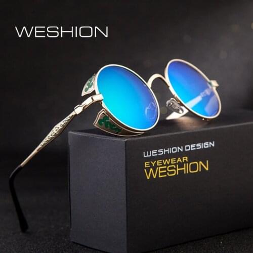Round Steampunk Sunglasses Polarized Men Sunglases Women Goggles 2018 Brand Design Punk Oculos Gothic Shades Gafas De Sol Mujer