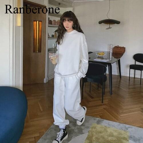 Tracksuit 2 Two Piece Set Female Outfits Long Sleeve Sweatshirt + Pants Casual Sporty Activewear Women Jogging Matching Sets