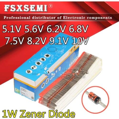 100pcs 1W Zener Diode 5.1V 5.6V 6.2V 6.8V 7.5V 8.2V 9.1V 10V 1N4733A 1N4734A 1N4735A 1N4736A 1N4737A 1N4738A 1N4739A 1N4740A