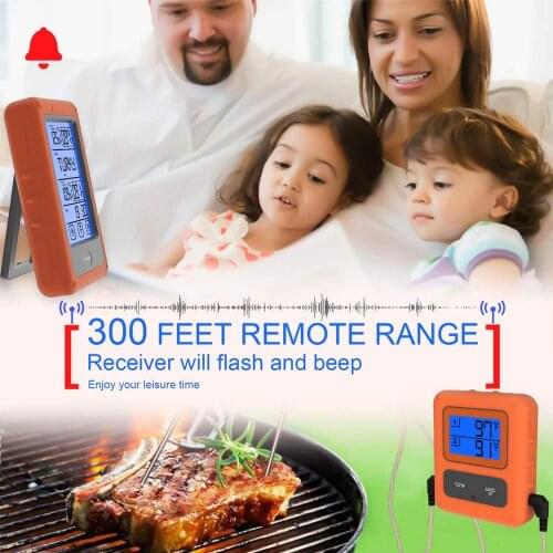 Food Thermometer Wireless Touch Screen Digital Display Food Double Fork Thermometer Kitchen Barbecue Dual Channel Thermometer