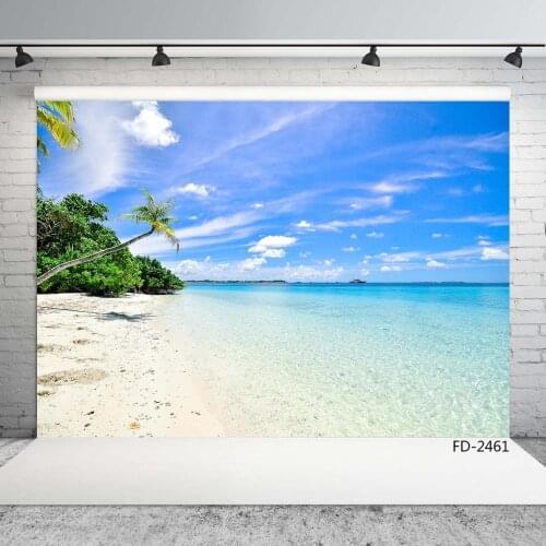 Beach Blue Sky Photographic Background Vinyl Photo Studio Backdrop for Baby Children Wedding Photobooth Photophone Photoshooting