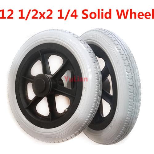 Manual Wheelchair Rear Wheel 12 1/2x2 1/4 Solid Wheel Inflation Free Tire Outer Diameter 30cm 12 Inch Pu Wheelchair Rear Wheel