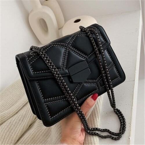 Rivet Chain Small Crossbody Bags For Women 2020 Shoulder Messenger Bag Lady Luxury Handbags Fashion Small Square Bag Women Bag