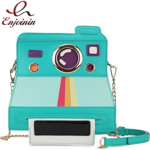 Novel Polaroid Shape Chain Shoulder Bag for Women Fashion Purses and Handbags Girls Crossbody Bag Cartoona Cmera Green Clutch