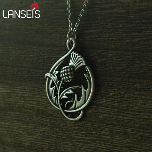 Lanseis 20pcs Scottish Thistle Double-Sided CannibalPlant pendant necklace plant its inspired by the Scottish national emblem