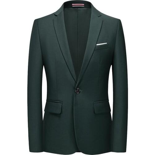 2021 Mens Korean slim fit Business Blazers pure cotton blazer Suit Jacket black blue plus size Male blazers Mens coat Wedding