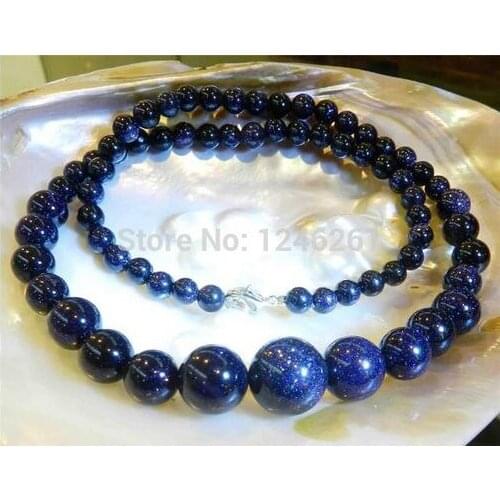 6-14mm galaxy blue sand sun round beads necklace rope chain beaded jewelry natural stone