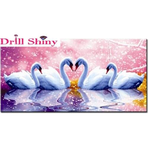 Drill Shiny 3D Full Rhinestone Painting Home Decor Full Square Diamond Painting Swans Cross Stitch Pattern Diamond Embroidery