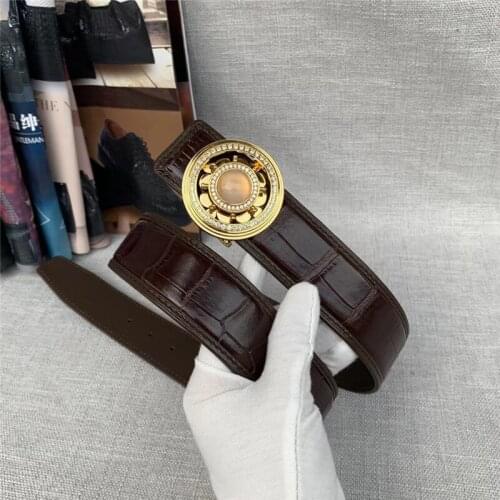 Authentic Exotic Crocodile Belly Skin Revolving Steel Round Buckle Mens Waist Strap Genuine Real Alligator Leather Male Belts