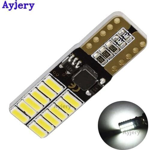 AYJERY 100Pcs T10 Led Canbus 4014 24 SMD W5W Led Bulbs 168 194 White Signal Lamp Reading License Plate Light Car Interior Lights