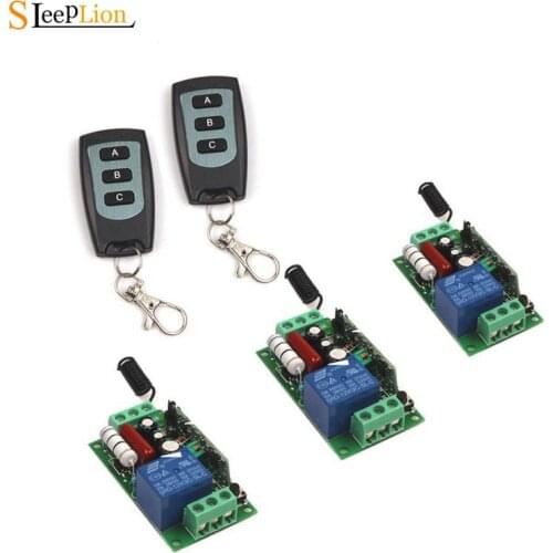 Sleeplion US AC 110V 10A 1CH Channel Remote Switch 315/433MHz Wireless Remote Switch 2 3-key Transmitter+3 Receiver Module 110V
