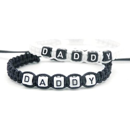 1pcs Beloved DADDY Charm Bracelets Infinity Wish Adjust Size Baby Shower New Dad Fathers Day Mens Beaded Jewelry Decor Gifts