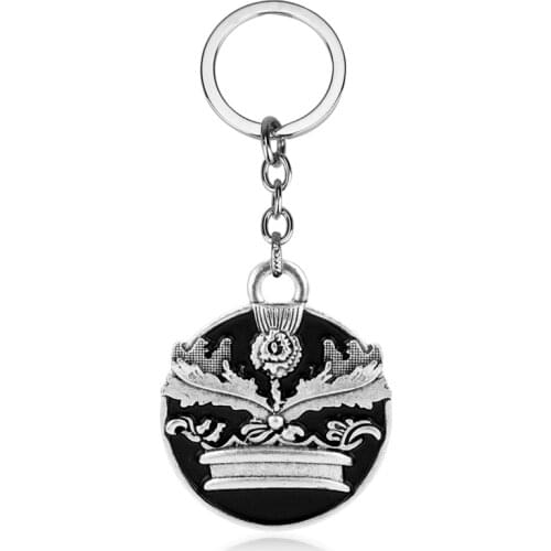Scottish Thistle Keychain The TV Show Outlander Theme Jewelry Metal Enamel National Flower Pendant Keyring Accessories