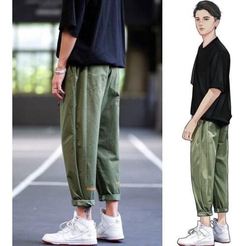 Casual Cargo Pants Mens Spring Autumn Joggers Pants Streetwear Men Baggy Solid Trousers Hip Hop Armygreen Pants Streetwear Men