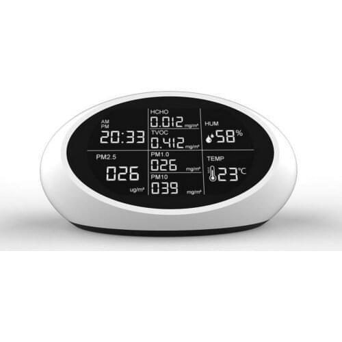 Household Digital Formaldehyde Monitor Gas Analyzer PM2.5 TVOC HCHO Detector PM 2.5 Air Quality Humidity Temperature Measuring