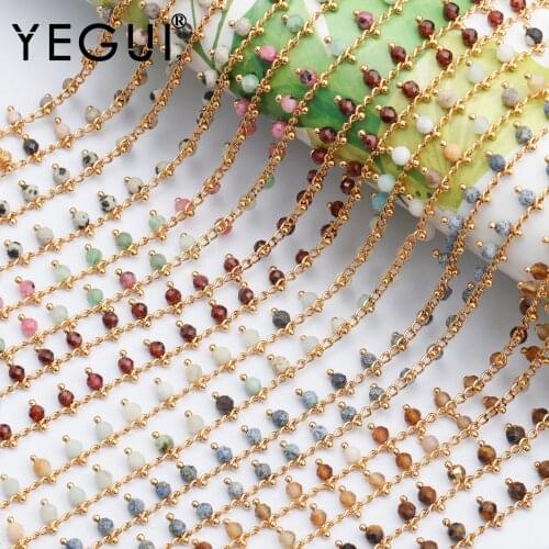 YEGUI C82,jewelry accessories,diy chain,18k gold plated,0.3 microns,natural stone,diy chain necklace,jewelry making,1m/lot