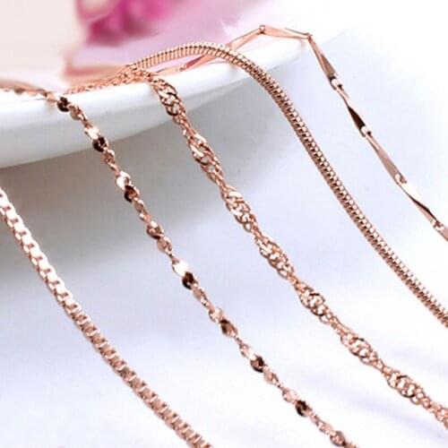 1 Pcs Rose Gold Womens Chain Necklace Water-Wave Chain Elegant Clavicle Necklack Party Minimalist Neck Chains Gift Friends
