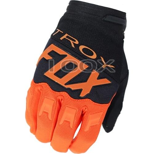 Troy Fox Motocross Motorcycle Racing Gloves Enduro Mountain Bicycle Offroad Cycling Black Orange Gloves