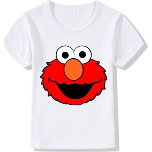 2-14 Years Children Sesame Street Elmo Print Funny T shirt Baby Girls Cartoon Summer Tops Kids Great Casual Clothes