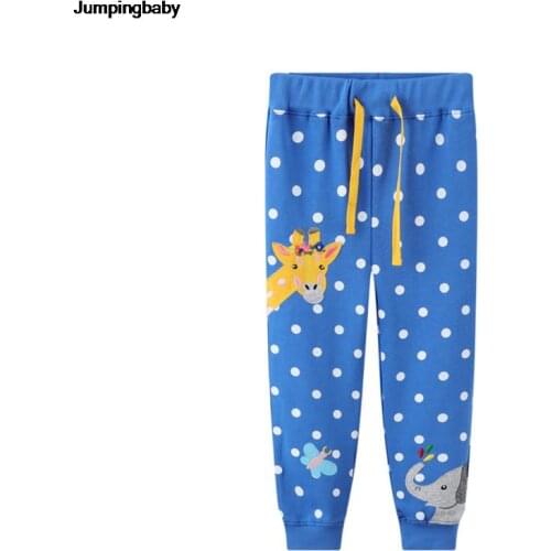 2021 2-7Y Kids Pants Animals Embroidered Pantalones Giraffe Girls Spodnie Boys Clothes Roupa Infantil Menina Pant Baju Anak