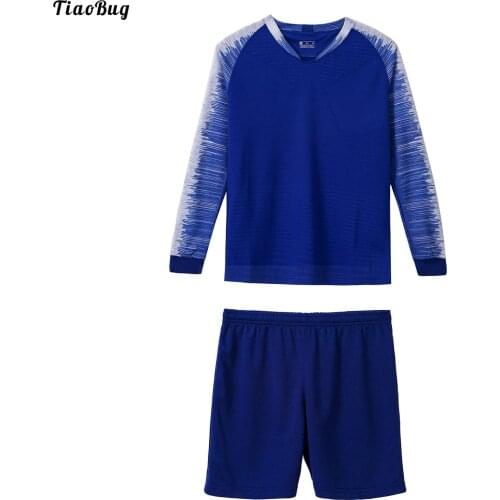 2Pcs Kids Girls Boys Sport Suit Round Neck Long Sleeves Breathable Net Sport Top And Drawstring Shorts Football Tracksuit Outfit
