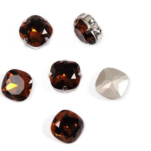 Smoked Topaz strass Crystal Art Rhinestone Cushion Cut Pointed Glass Gem Craft and Jewelry Apparel Sewing Fabric accessories