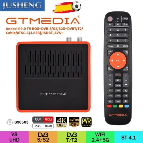 GT COMBO Android 9.0 TV BOX S905X3 BT+DVB-S/S2/S2X,DVB+T/T2/Cable/ATSC-C/ISDBT, AVS+ HEVC AUTO BISS,T2MI,GTFeeds,YUV422,Gtshare