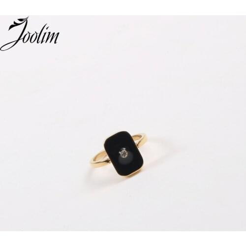 Joolim High End 18K Gold PVD Symple Fashion Tetragonum Rings for Women Stainless Steel Jewelry Wholesale