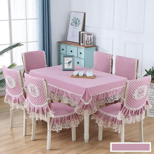 Print Purple Tablecloth Set Dining Chair Back Seat Covers Rectangle Lace Desk Cloth Table Cloth Household Chair Cushion Cover W