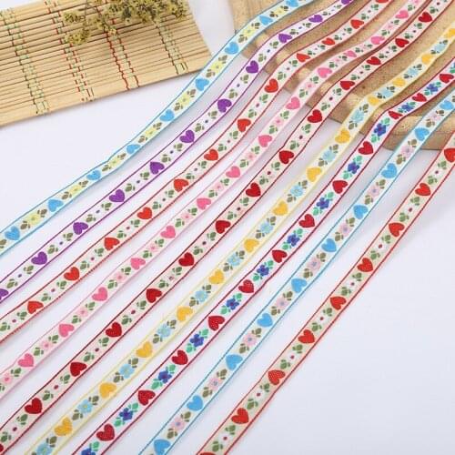 3 YARD 11MM Hearts And Colorful Flowers Embroidered Ribbon HANDMADE Lace Hairpin Accessories