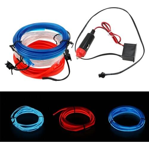 LEEPEE Auto Lamps Flexible Neon EL Wire Car 12V LED Cold lights Light Strips Car styling Decorative Lamp 2m Interior Decoration
