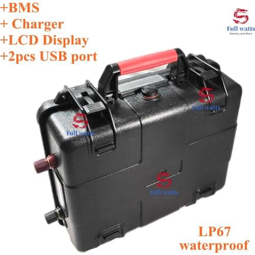 Hot selling Bms built in 12V 100Ah waterproof portable lithium ion battery for trolling motor fish boat wit 10A charger