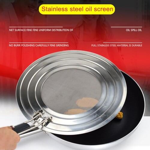 Multifunctional Stainless Steel Shield Frying Pan Guard Splatter Screen Kitchen Cover Cooking Pot Hot Grease Protect Skin Mesh