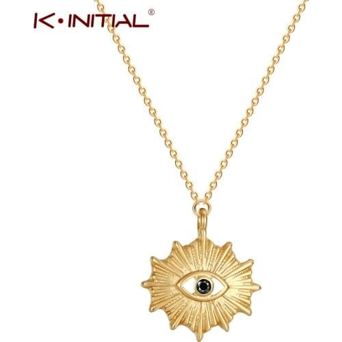 Kinitial Fashion Ladies Evil Eye Necklace Gold Chain Stone Evil Eye Necklaces For Women Bohemian Gold Necklaces Gift