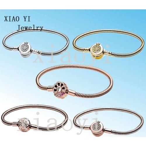 XIAOYI S925 2020 New Summer 3-color crown O-shaped snake bone fan Bracelet logo high quality suitable for Party Wedding Jewelry