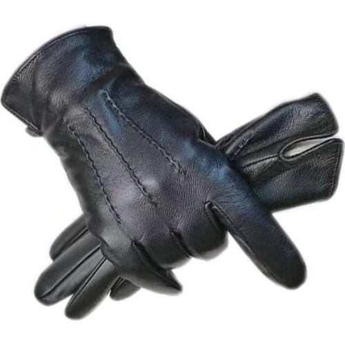 Gloves winter mens gloves new sheepskin gloves leather fashion winter outdoor driving leather free shipping warm goatskin 2021