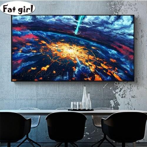 Full square/round Large Size diamond Painting 5D Space meteor Art Poster Modern Landscape Picture embroidery mosaic cross stitch
