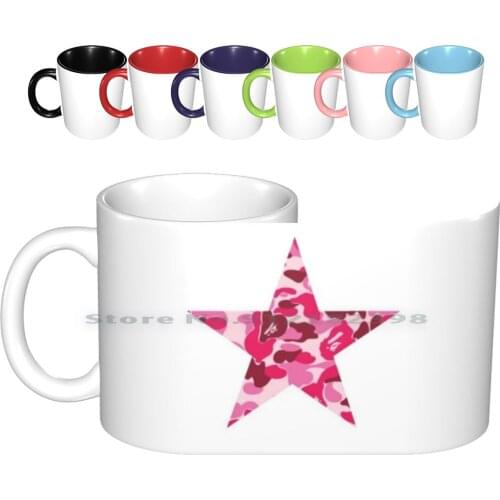 Pink Camo Star Ceramic Mugs Coffee Cups Milk Tea Mug Pink Camo Star Vsco Pattern Laptop Trend Cute Creative Trending Vintage